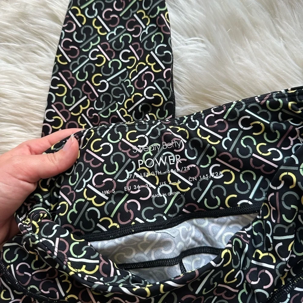 SWEATY BETTY Power High Waist 7/8 Legging In Black Slot Print